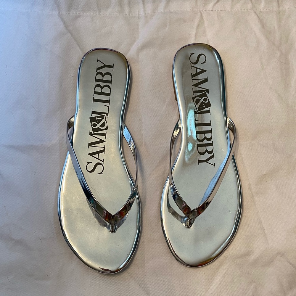 Sam & Libby Mirrored Silver Flip Flop Sandal